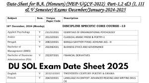 DU SOL First Semester Exam